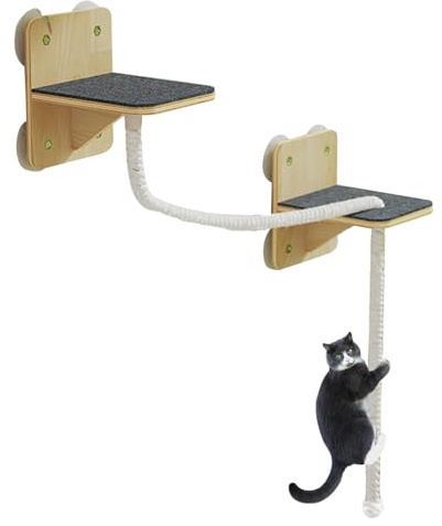 manhegari Wandregal für Katzen – Kletterwand für den Innenbereich mit Kratzbrett | Kratzbaumturm, natürliches Spiel für Innen und Außen Haus