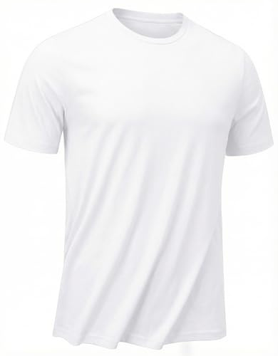 PINSPARK Sportskjorta för män, snabbtorkande, funktionströja som andas, sport, t-shirts, löpskjorta, kortärmad träningströja, Vit, XL