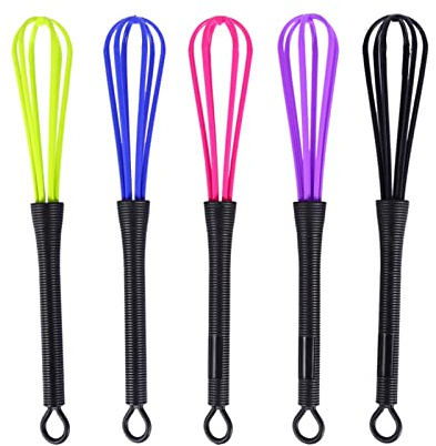 Kunststoff-Salon-Friseur-Schneebesen-Mixer-Werkzeug, 5-teiliges Set für Haarfarbe, Färbecreme und Küchengebrauch, langlebige, leichte Ballon-Schneebesen in Grün, Rose, Rot, Blau,
