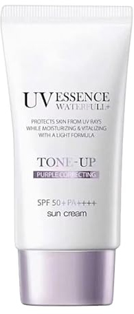 Crema solare, con tecnologia UV Shield, 50 ml, SPF50 + PA++++ Crèma solare per tutte le stagioni, Crema solarè correttiva UV Es?ence Tone-Up Purple, Primer idratante viso leggero, per donne