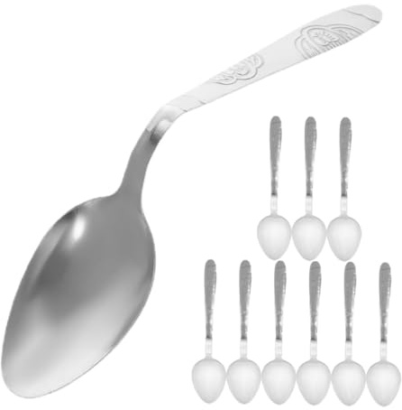 KICHOUSE 10 Pièces Cuillères Magiques Argentées pour Tours de Magie Accessoires de Performance Illusion Bending Spoon Jouets Drôles et Astucieux pour Garçon Fille et Adultes