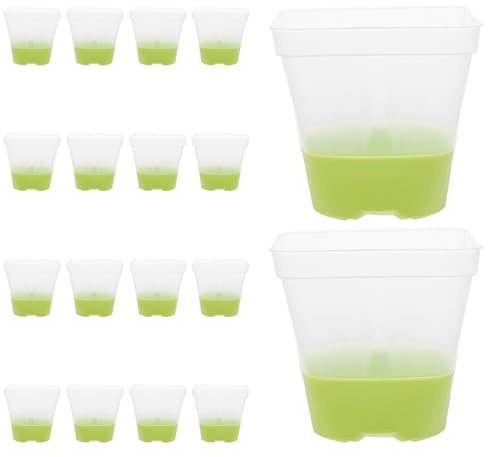 AKOOSY 18 Pollici Vasi Quadrati per Semina con Base in Silicone Antiscivolo Trasparenti Riutilizzabili per Propagazione Ortaggi e Vasi per Germogli e Piantine