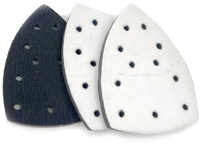 3-Pack Mouse Sander Pads, 105mm x 152mm 11-Hole Foam Interface Pad with Hook Loop Compatible with Bosch Multi Sander & Detail Sander for Sanding Polishing Dust Extraction