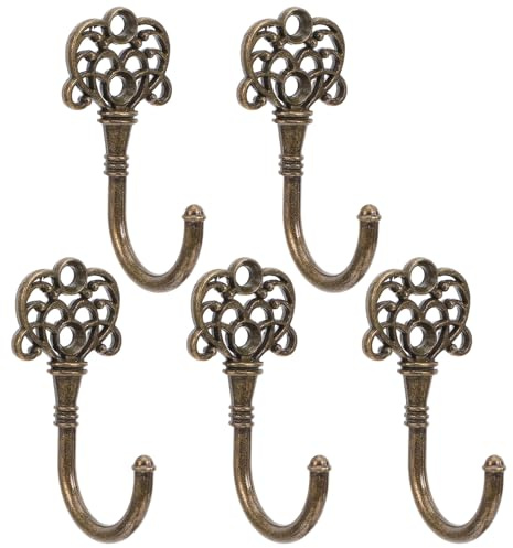HEALSOPTHY 5 Pezzi Ganci Appendini da Parete in Metallo Zincato Appendini Doppi Stile Retrò per Cappotti Cappelli e Borse Montaggio Vite Senza Foratura Ganci Multiuso per Ingresso Cucina e