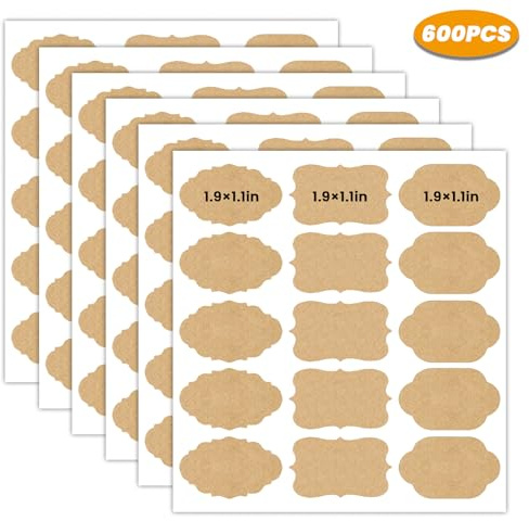 Label Stickers Writable Gift Labels, 600PCS Adhesive Brown Labels