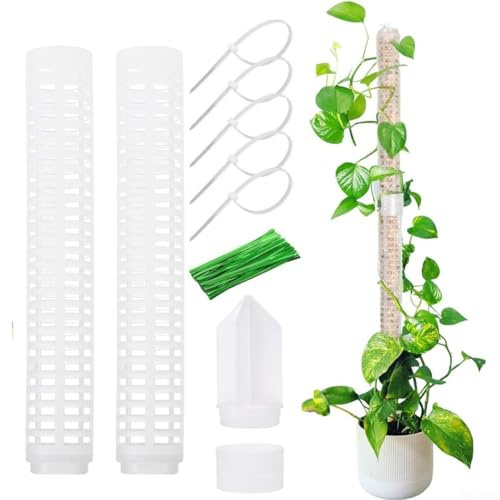 Hosrivae Juego de enrejado de varilla de musgo, soporte de plástico desmontable seccional para plantas trepadoras, incluyendo Monstera y filodendro, crecimiento vertical interior (28,5 x 4 cm)