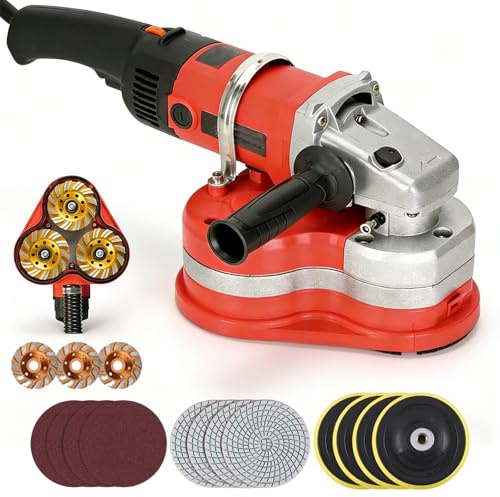 Set Di Levigatrice Per Calcestruzzo A 3 Teste, Levigatrice Per Pavimenti In Calcestruzzo Da 4, Piallatrice Per Superfici In Calcestruzzo Da 3800 W Con Controllo A 6 Velocità(Standard package)