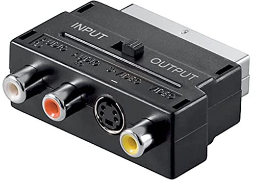 CABLEPELADO - Adattatore AV SCART Commutabile, Convertitore Euro Con S-Video e 3 RCA (2 Audio, 1 Video)