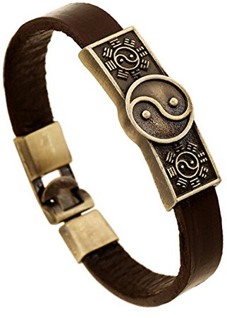 Epinki Taiji Bagua Herren Yin Yang Armband Lederarmband Leder Perlen Armreif