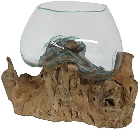Beho Natürlich gut in Holz Glas 3 auf Teak 2835 tolle Geschenkidee Durchmesser ca. 12-20 cm Wurzelholz mundgeblasen