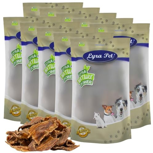 Lyra Pet® 10 kg Rinderdörrfleisch Chips | Naturbelassener Kausnack zahnreinigend | Proteinhaltiges Leckerli für alle Hunde | Getrockneter Kauartikel | Langer Kaugenuss | Reich an Nährstoffen