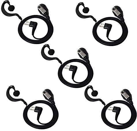 UAYESOK Two Way Radio 2 Pin Earpiece G Shape Security Bodyguard Headset with PTT Mic Microphone for Motorola CP040 CP200 GP300 DP1400 CLS1110 CLS1410 Hytera Midland Walkie Talkie (5 PCS)