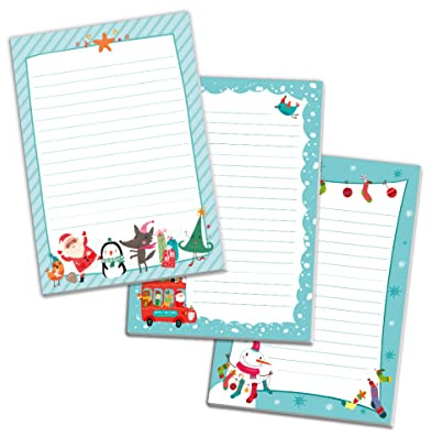 3 Blöcke Schreibblock mit Kindermotiv Weihnachtsmotiv für Mädchen Jungen Weihnachten (3 Blöcke/Bus, Weihnachtsmann, Schneemann mit je 25 Blätter in A5-Format)
