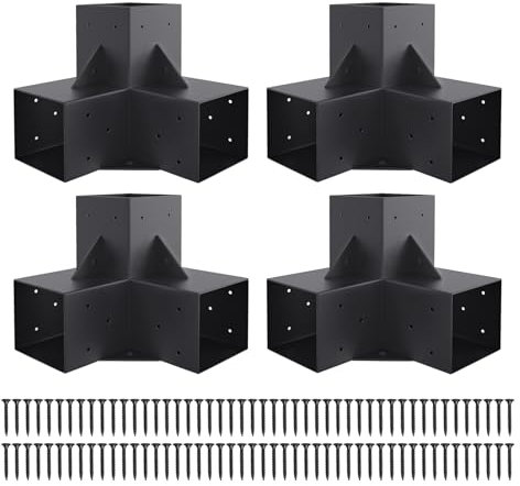 Neorexon Kit de pergola surélevé en Bois pour 10,2 x 10,2 cm (réel 3,6 x 9,1 cm), kit de tonnelle en Bois en Acier Massif pour extérieur 3 Voies avec Support d'angle à Angle Droit avec vis