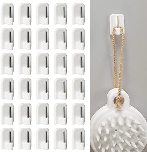 30 Ganci per Tende Finestra in PVC, Gancetti Adesivi per Tende Senza Trapano, Gancio Bianco Autoadesivo, Supporto Adesivo per Bagno, Camera da Letto, Cucina