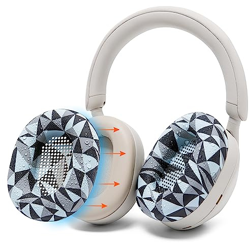 WC SweatZ XM5 – Patentierte Schweißschutz-Ohrpolster für Sony WH1000XM5 von Wicked Cushions | Vollständiger 360-Grad-Ohrpolsterschutz | Schweißfest und leicht waschbar | Geo Grey