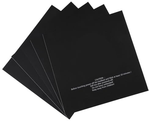 5 Stück 3D Drucker Buildtak 220 X 220 mm Bauplatten Aufkleber Beheizte Bettplatten Druckaufkleber 3D Drucker Zubehör für PLA ABS HIPS PETG | Selbstklebefolie, Verzugsfreie Druckschicht, Wiederverwendbare Oberfläche, Für PETG/TPE/PC/Nylon