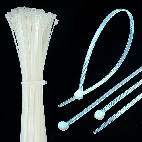 200mm Natural Cable Ties – Pack of 100, 8 Zip Ties/Tie Wraps, Nylon, 3.6mm Wide, 18kg Tensile Strength, Self-Locking – Just Cable Ties