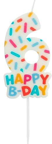 Folat 24116 Kuchen Kerze Cozy Sprinkles Ziffer/Zahl 6-7 cm Geburtstagskerzen für Geburtstag, Geburtstagsdeko, für Kinder Partys, Hochzeiten, Firmenfeiern, Jubiläen