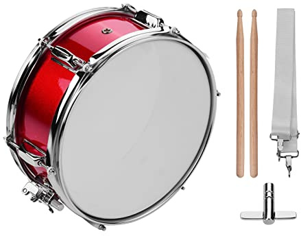Sunydog 12inch Snare Drum,Snare Drum Head with Drumsticks Shoulder Strap Drum Key for Student Band(Red)