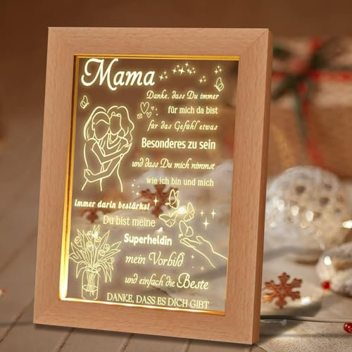HSDSH Acryl LED Lampe Nachtlicht Mama Geschenk, Geschenke für Mama von Tochter Sohn, Geburtstagsgeschenk für Mutter, Muttertagsgeschenke für Mutter, Weihnachtsgeschenke
