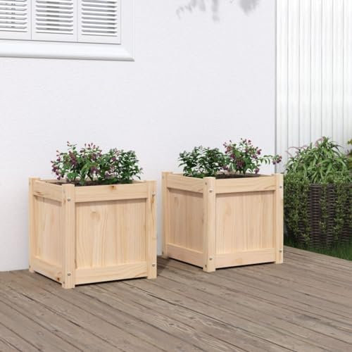 ShCuShan Pflanzkübel 2 STK. Blumenkasten PflanzgefäßE FüR Draussen PflanzenküBel Massivholz Kiefer - 837405