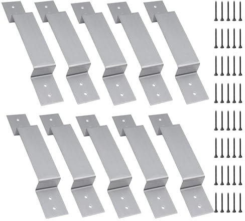 Staket, säkerhetsfästen för stolpe, galvaniserade stålpaneler, kraftigt staket stolpe, universellt staketstolphållare, staket stolpstabilisator, lämplig för betong- eller trästolpar (10-pack)