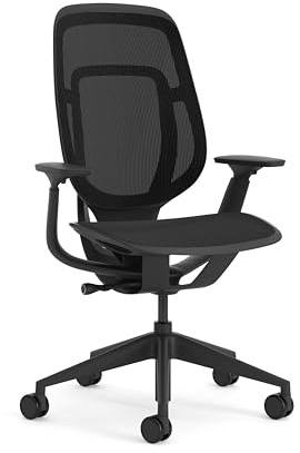 Steelcase Ergonomischer Bürostuhl: Karman, Netzrücken und -Sitz, Schwarz | Leicht montierbar, Universalrollen, Premium-Materialien, bis 160 kg und 190 cm, sitzkomfort
