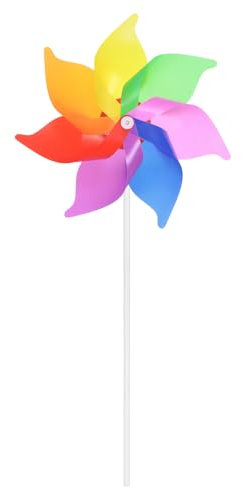 sourcing map 2 Pcs Rainbow Pinwheels 15.4 Inch 7 Leaves Wind Plastic Windmill for Party Decorations Outdoor Decor Lawn Yard Garden Patio, Colorful