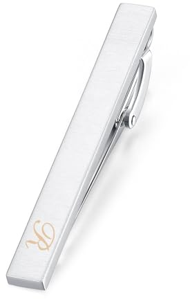HONEY BEAR Herren Briefe Initialen Krawattennadel Krawattenklammer für Normale Krawatte Tie Clip,Silber Gebürstet,5.4cm,MEHRWEG (R-5.4cm)