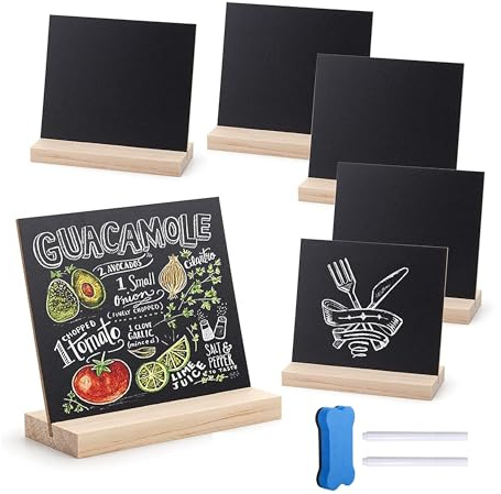 Mini-Kreidetafel-Schilder, 6 Stück, 13 x 15 cm, doppelseitig, kleine Tafel, Nachrichten, Tischtafel mit Ständer für Schule, Hochzeiten, Partys, Essen, Nachrichten, Schilder