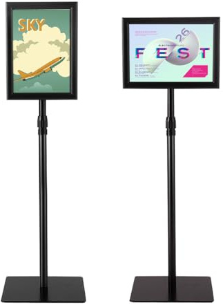 GOPLUS Infoständer Präsentationsständer, Kundenstopper höhenverstellbar & drehbar, Informationsständer DIN A3/A4, Werbeständer mit PVC-Abdeckung, Posterständer für Hoch- & Querformat (A4,Schwarz)