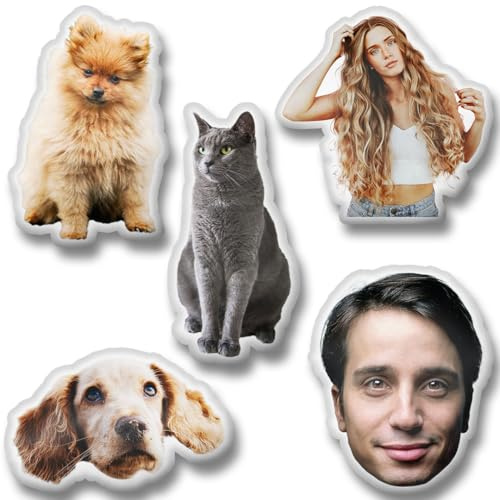 DeinLieblingskissen Personalisiertes Formkissen mit Foto – 3D Fotokissen Hund, Katze, Gesicht u.v.m. – Flauschiges Kissen in 6 Größen – Einzigartige Geschenkidee (25cm)