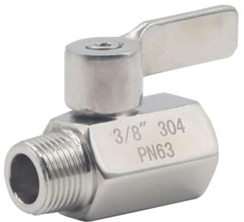 1Pcs DN10 3/8'' Ball Valve, Stainless Steel Mini Ball Valve NPT Female Male Thread Shut Off Valve
