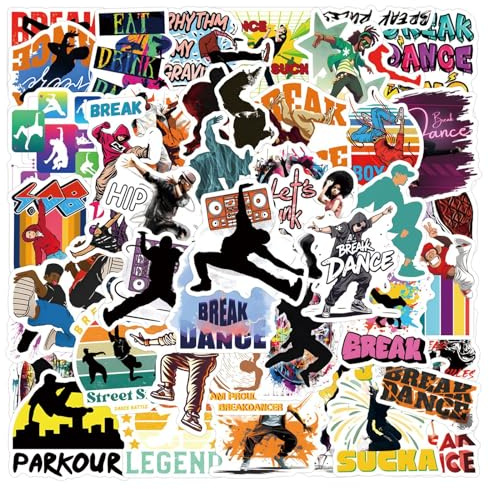 50PCS Cartoon Breakdance Sticker for Kids Teenagers Adults Boys Girls,Dance Party Waterproof Decals for Water Bottle Laptop Computer Guitar Bicycle Luggage Skateboard Car Helmet Albums