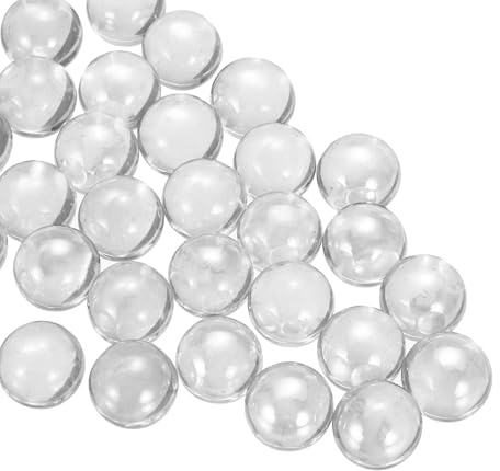 QUARKZMAN Perle di Vetro, 1 Set Gemme Tonde in Vetro Bianco Pallido 0.60lbs (0.63) Biglie di Vetro Ciottoli per Riempimento Vasi Decorazione Acquari Lavoretti Fai-da-Te