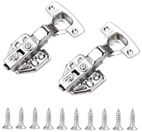 Mokife Charniere Porte Placard Cuisine Semi Recouvrante, 2 Charnières Porte Armoire avec Amortisseur Lourde 110 Degré Fermeture Douce Charnière Porte Meuble Salle de Bain