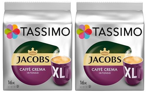 Tassimo Jacobs Caffe Crema Intenso XL Coffee Pods x16 (Pack of 2, Total 32 Pods)