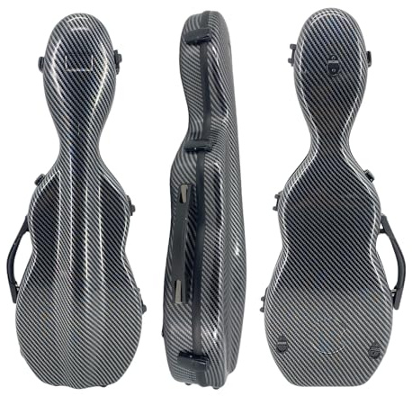 DouscsChart Violin Case 4/4 Full Size Carbon Fiber - Ultra Lightweight Hard Shell Travel Case with Bow Holder & Hygrometer for Professional Musicians (black)
