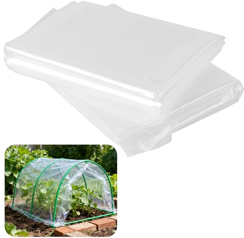 JEUIHAU 2M X 15M Heavy Duty Polythene Sheeting, Thickened Clear Plastic Sheet, Garden Grow Polythene Cover Sheets for Gardening Insulation, Building Rubble Protection