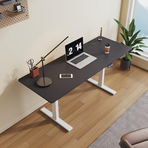 SONNI Elektriskt höjdjusterbart skrivbord, 160 x 60 cm, borstlös motor med 3 minnesfunktioner, anti-kollisionssystem och kabelhantering, ståsitsbord för hemmakontor, 80 kg lastkapacitet, svart