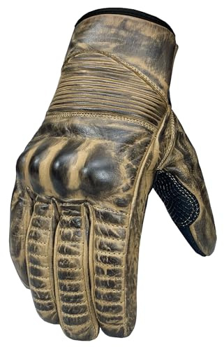 Jackets 4 Bikes Throttle Motorcycle Gloves for Men - Leather Motorbike Riding Gloves, Touchscreen, Anti-Slip, Street Cruiser Riders Brown L