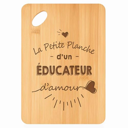 Planche à découper Éducateur d'amour - Plateau Apéro en Bambou Cadeau Gravé Collègue Homme Métier Cuisine Barbecue