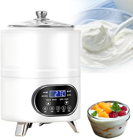 SHAHRYAR Macchina per Lo Yogurt Digitale LCD Automatica,Yogurt Elettrico,Ampia capacità Commerciale,Design Staccabile,per Yogurt, Enzimi, Vino di Riso Dolce White-8L