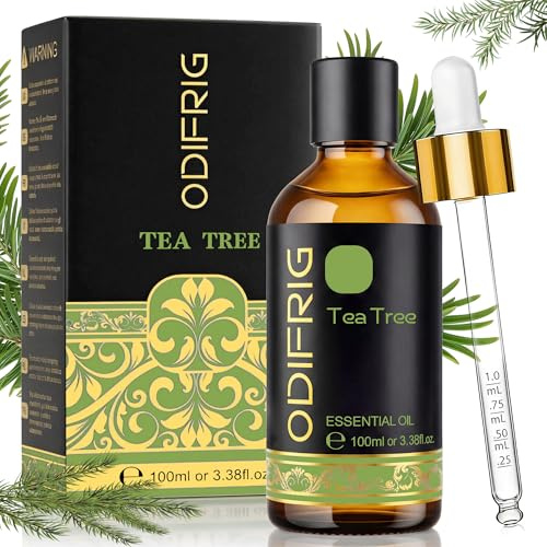 ODIFRIG Teebaumöl, 100 ml mit Tropfer, natürliches Teebaumöl, geeignet für Nagelpflege, DIY, SPA, Baden, Aromatherapie
