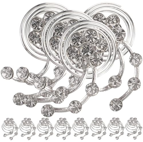 Hohopeti Lot de 12 Épingles à Cheveux Spirales Argentées pour Mariage, Accessoires Capillaires Légers et Polyvalents, Décoration Élégante pour Chignons, Tresses et Coiffures de Fête