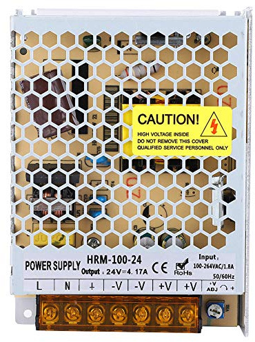 Fuente de alimentación conmutada ultradelgada de 24 V, 4,17 A y 100 W; fuente de alimentación para tiras LED con control inteligente PWM; convertidor CA a CC para tiras LED