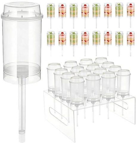Contenedores para empujar pasteles - Contenedor para empujar pasteles de 17 piezas | Estante de almacenamiento de tazas de acrílico Push Up Pop con tapa de soporte para exhibición de servicio de helad