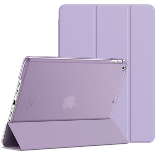 JETech Hülle für iPad 9./8./7. Gen 10,2, Helles Lila | Für iPad 10,2 (2021/2020/2019), Schlanke Transluzent Rückseite, Dreifach-Ständer, Auto Schlafen/Wachen, Leichter Stoßschutz