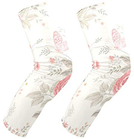 EZIOLY Knieschoner/Knieschoner, Retro-Design, Schmetterlings-Rosen, Blumen, Basketball, Volleyball, Wabenbein, Knieschoner, gepolstert, für Herren und Damen